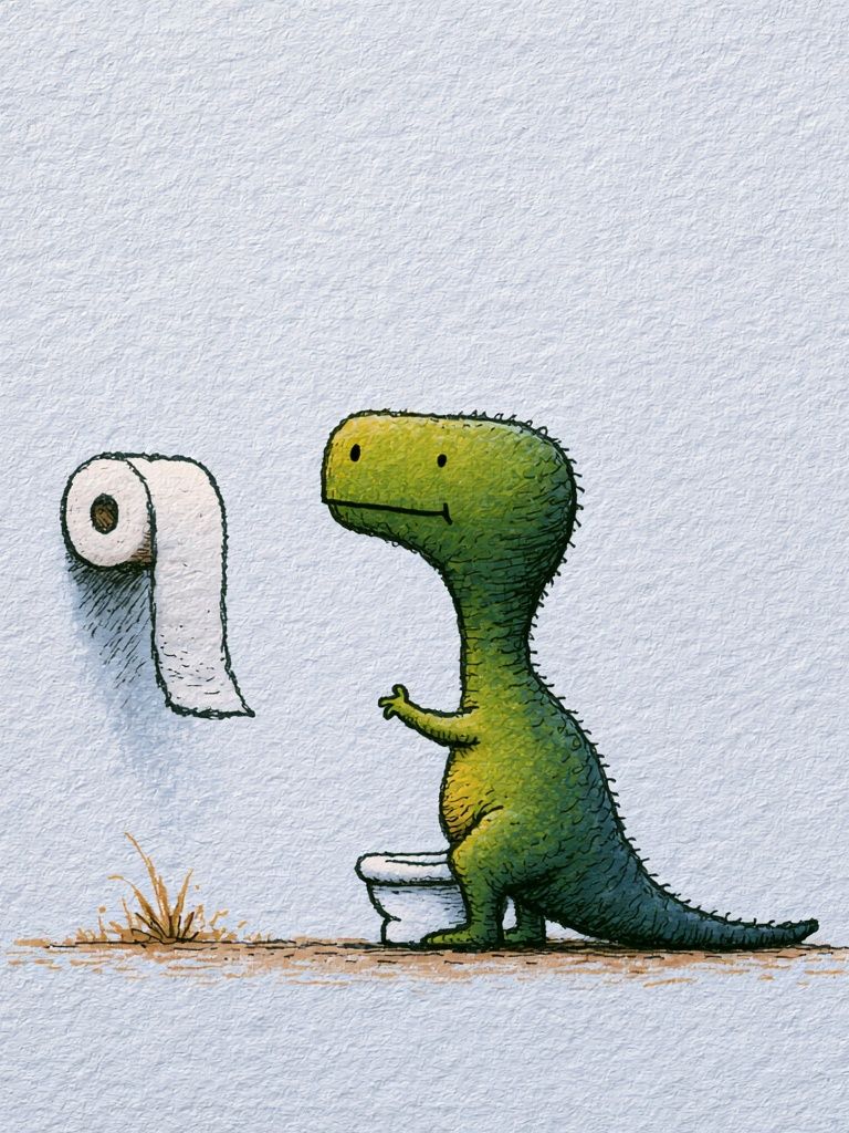 Dino Toilet Paper Illustration Poster. poster — illustration art