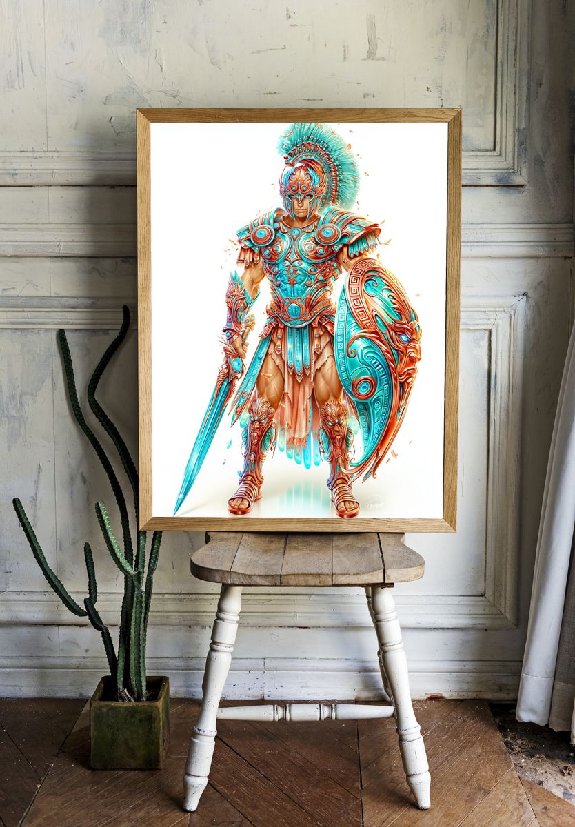 Spartan Warrior Digital Art Poster. room preview