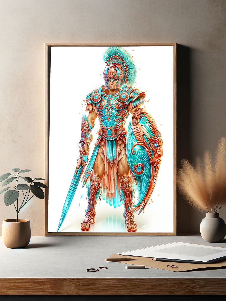Spartan Warrior Digital Art Poster. — room view 2