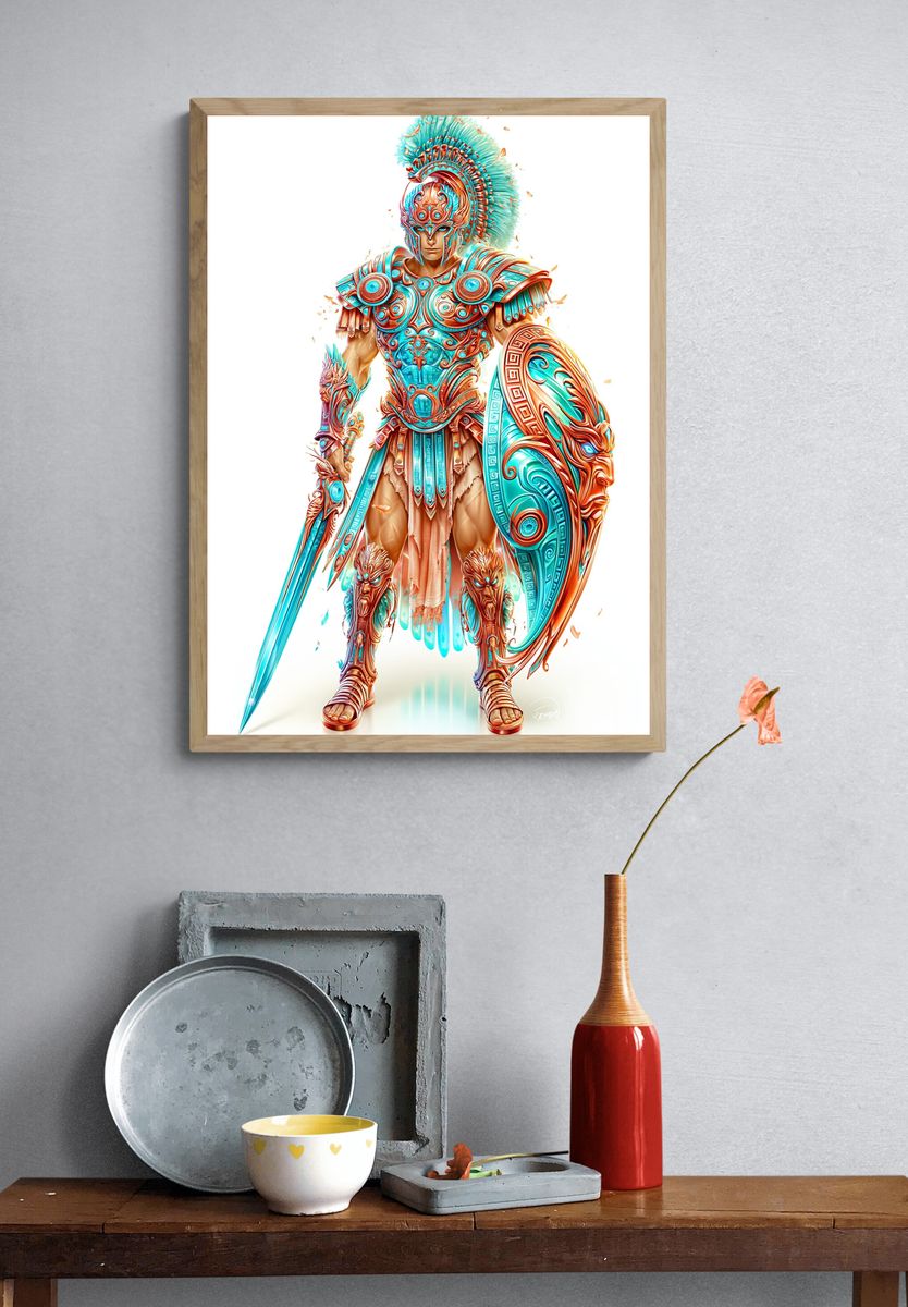Spartan Warrior Digital Art Poster. — room view 3