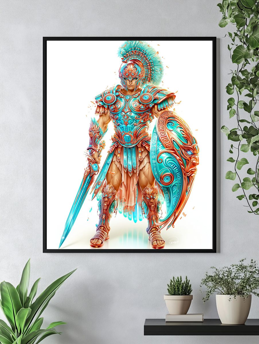 Spartan Warrior Digital Art Poster. — room view 4
