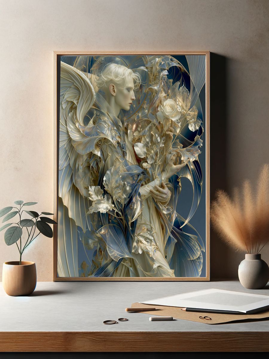 Celestial Rose Figure Illustration Poster. — room view 2