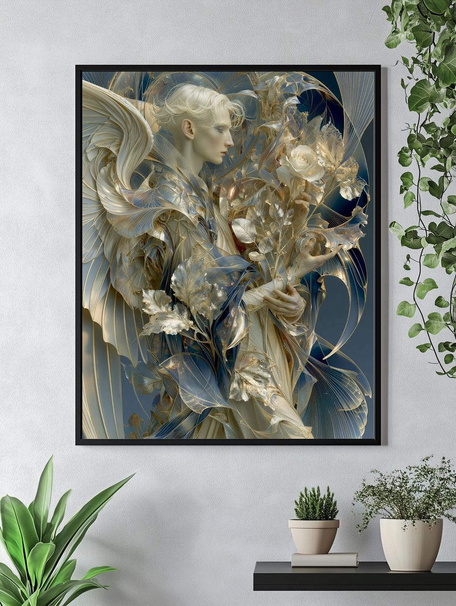Celestial Rose Figure Illustration Poster. — room view 4