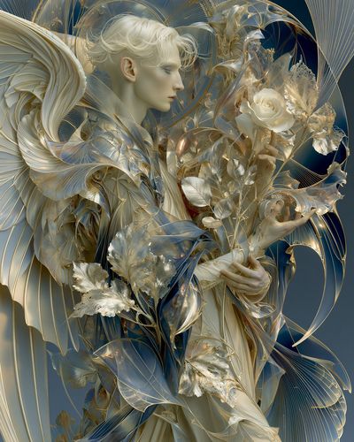 Celestial Rose Figure Illustration Poster. poster