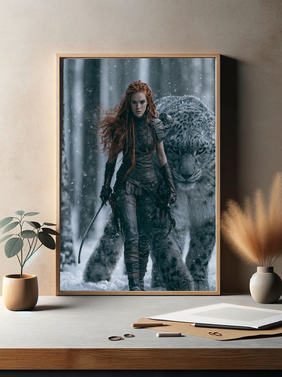 Snow Warrior and Snow Leopard Poster. — room view 2