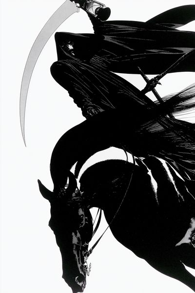 Black Horse Rider Illustration Poster. poster