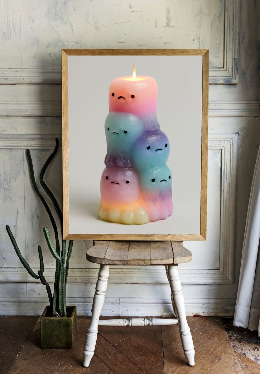 Pastel Sad Candle Illustration Poster. room preview