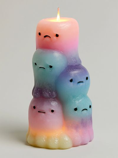 Pastel Sad Candle Illustration Poster. poster