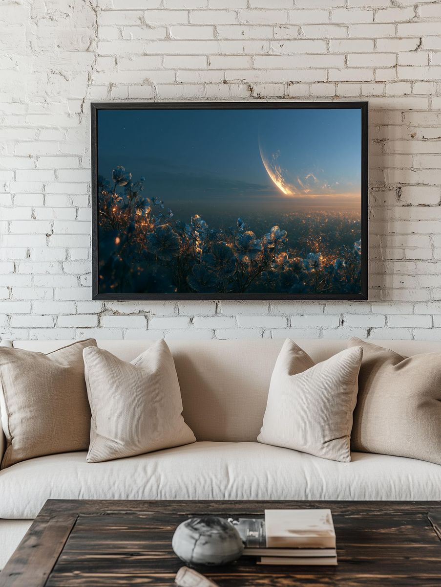 Celestial Bloom Fantasy Print. room preview