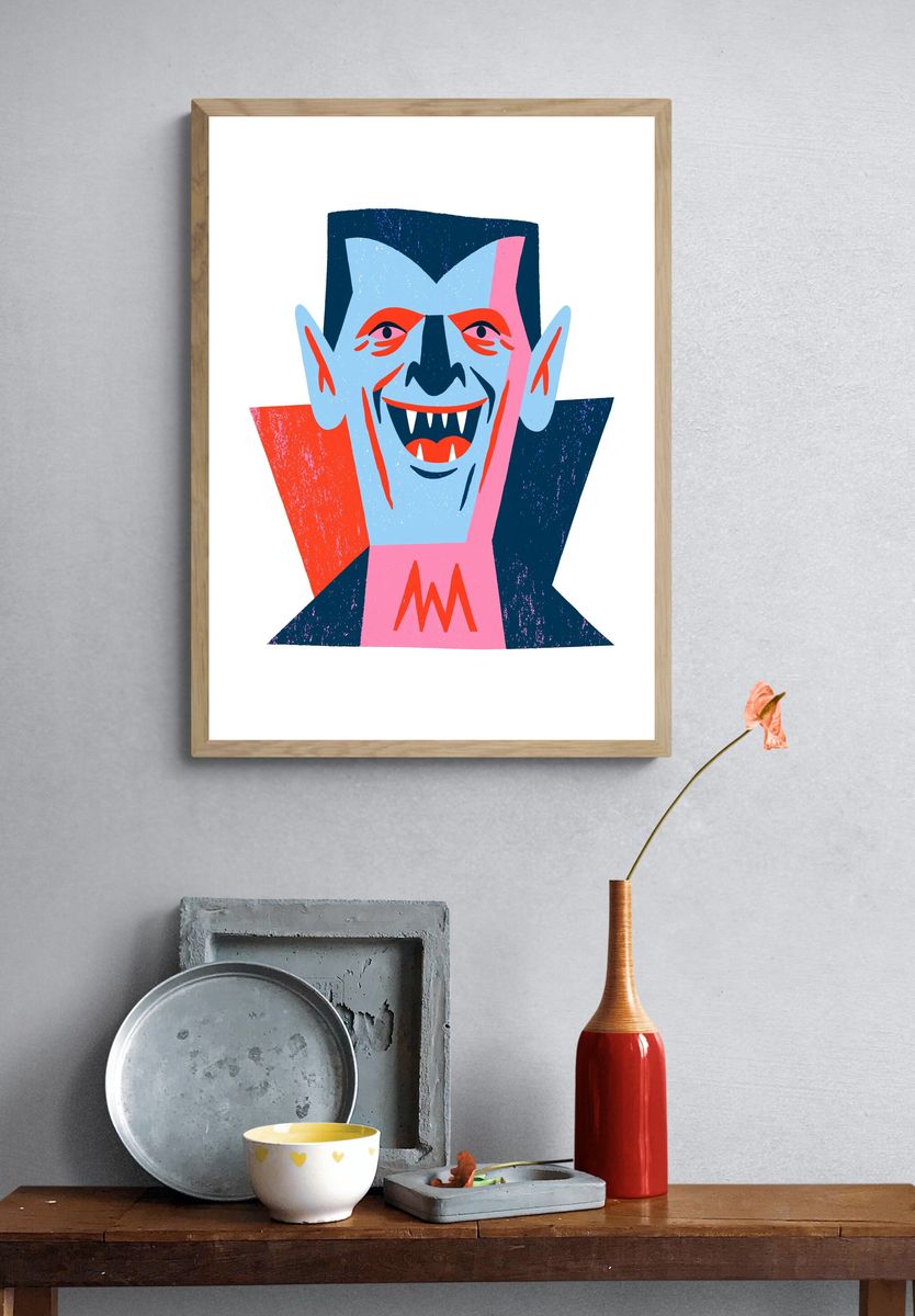 Vampire Portrait Illustration Poster. — room view 3