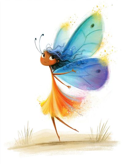 Whimsical Butterfly Girl Illustration Poster.