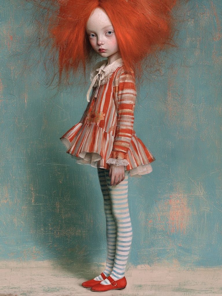 Whimsical Girl Portrait Print. poster detail