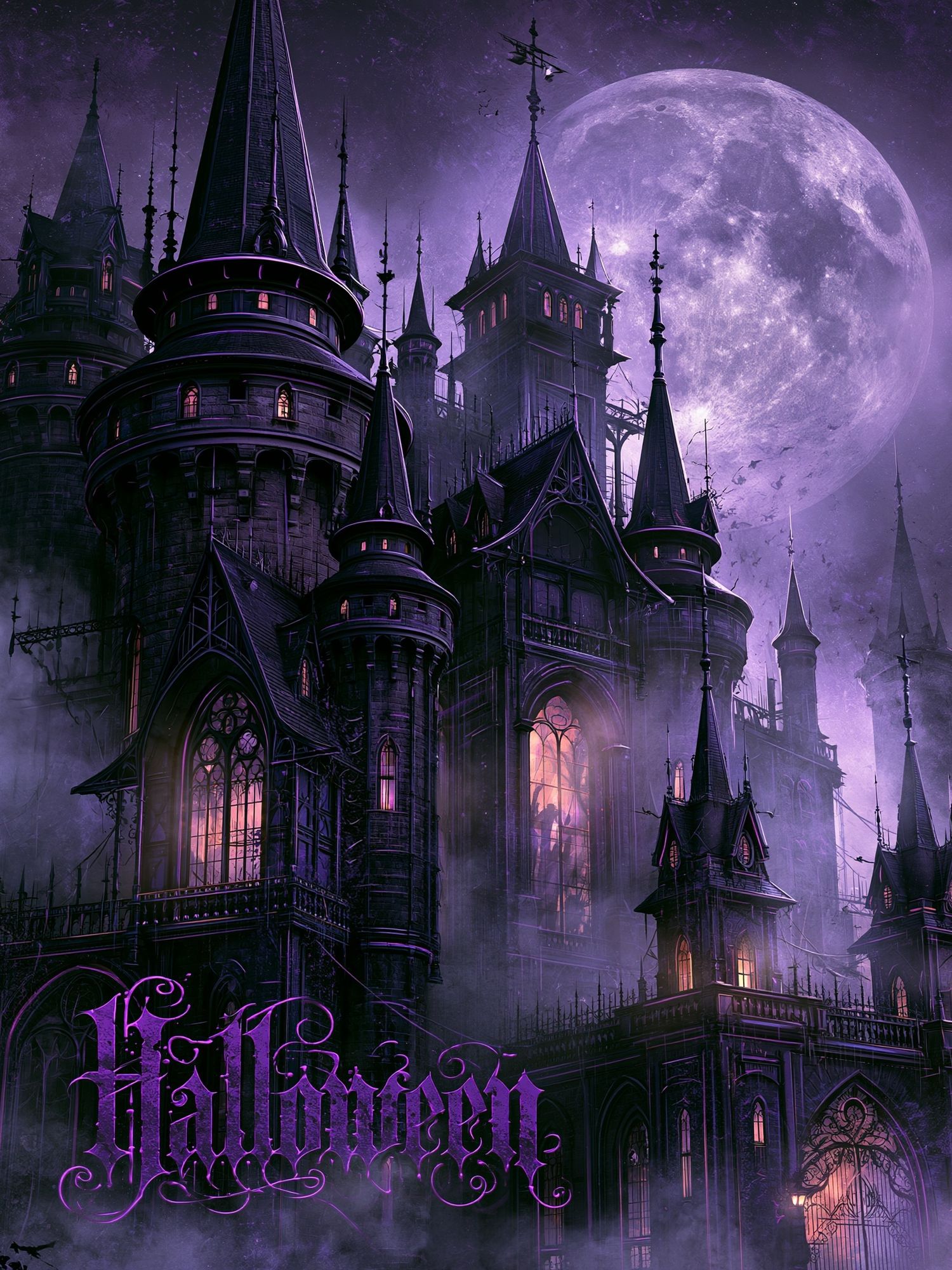 Haunted Castle Moonlight Poster. poster detail