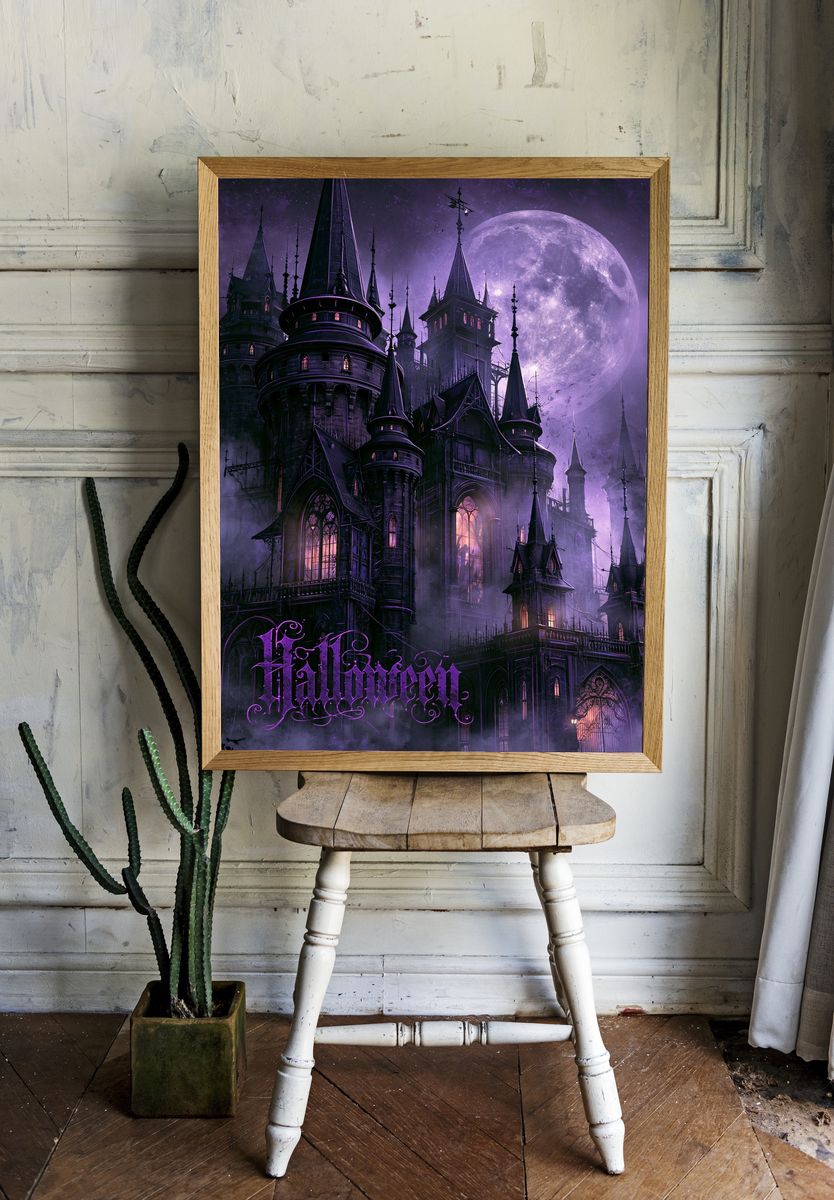 Haunted Castle Moonlight Poster. — room view 1