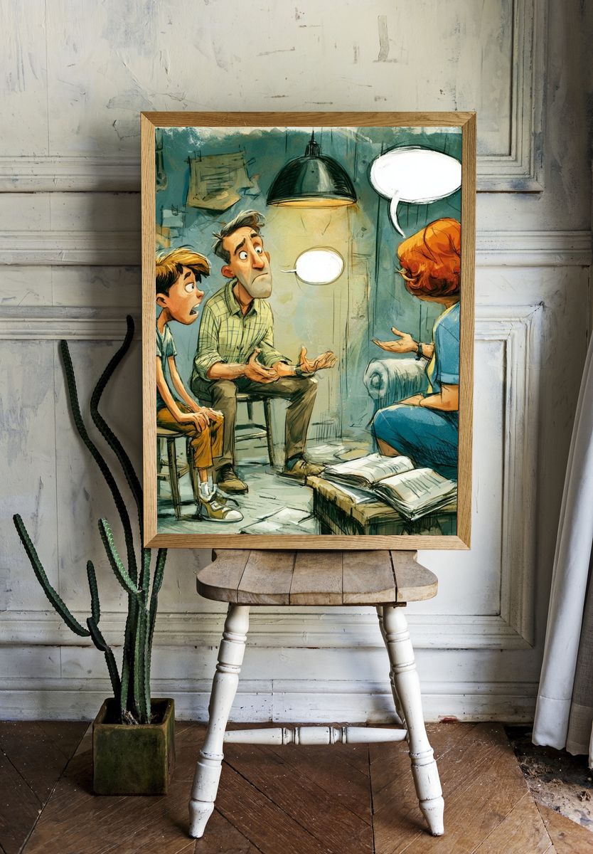Family Counseling Illustration Poster. room preview