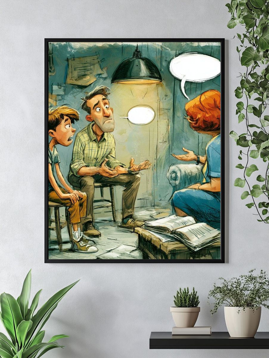 Family Counseling Illustration Poster. — room view 4