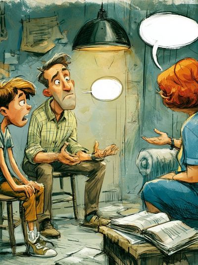Family Counseling Illustration Poster.