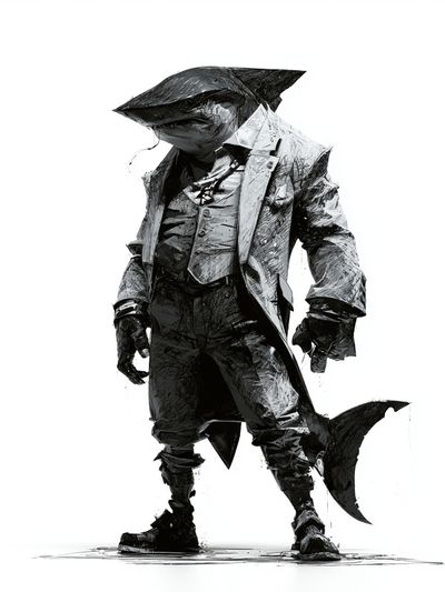 Shark Gentleman Illustration Poster.