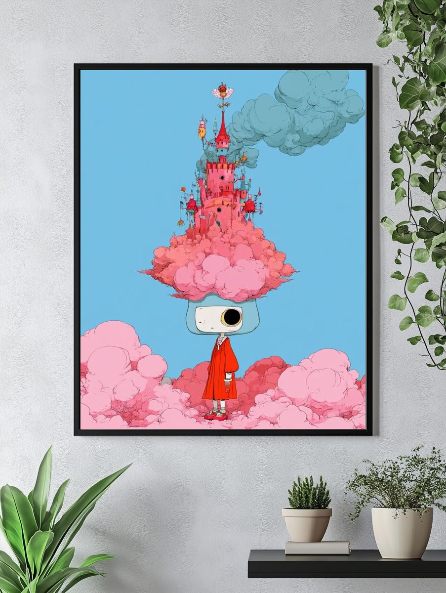 Surreal Castle Girl Illustration Print. — room view 4