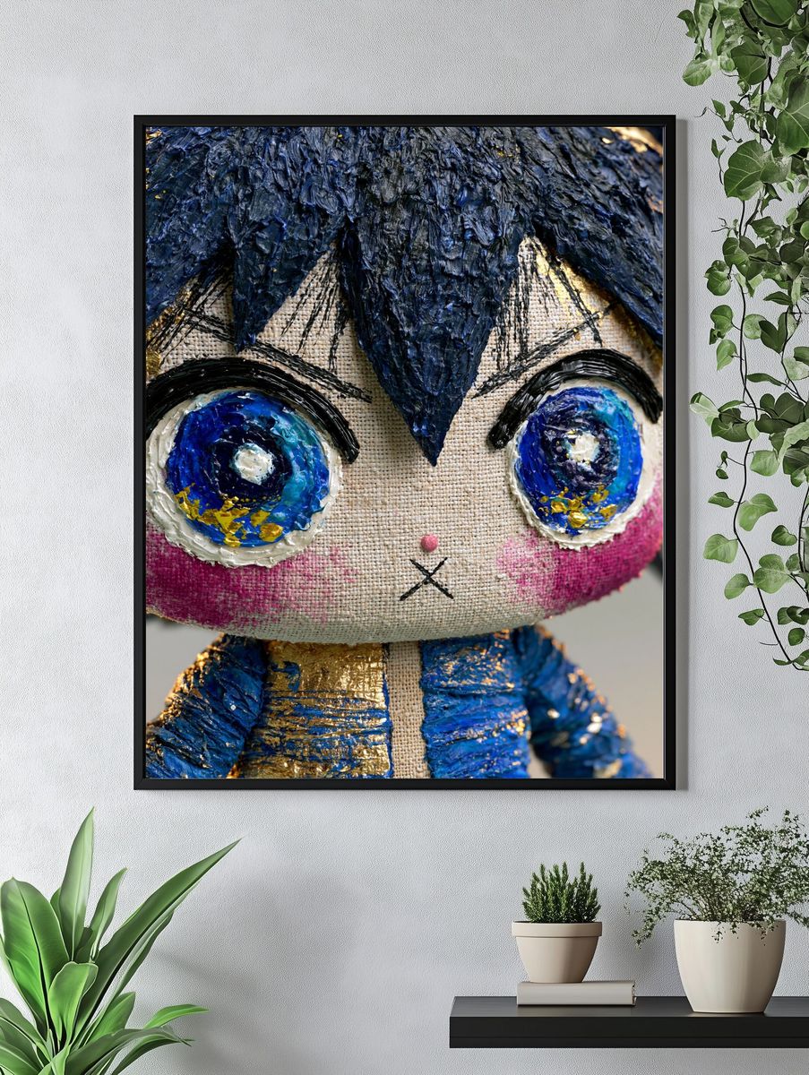 Blue Plush Character Illustration Poster. — room view 4