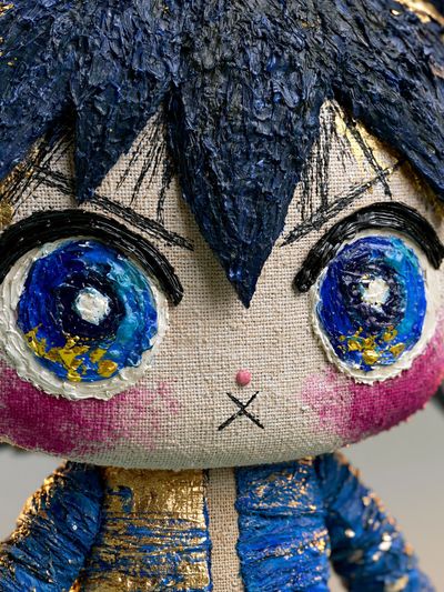 Blue Plush Character Illustration Poster. poster