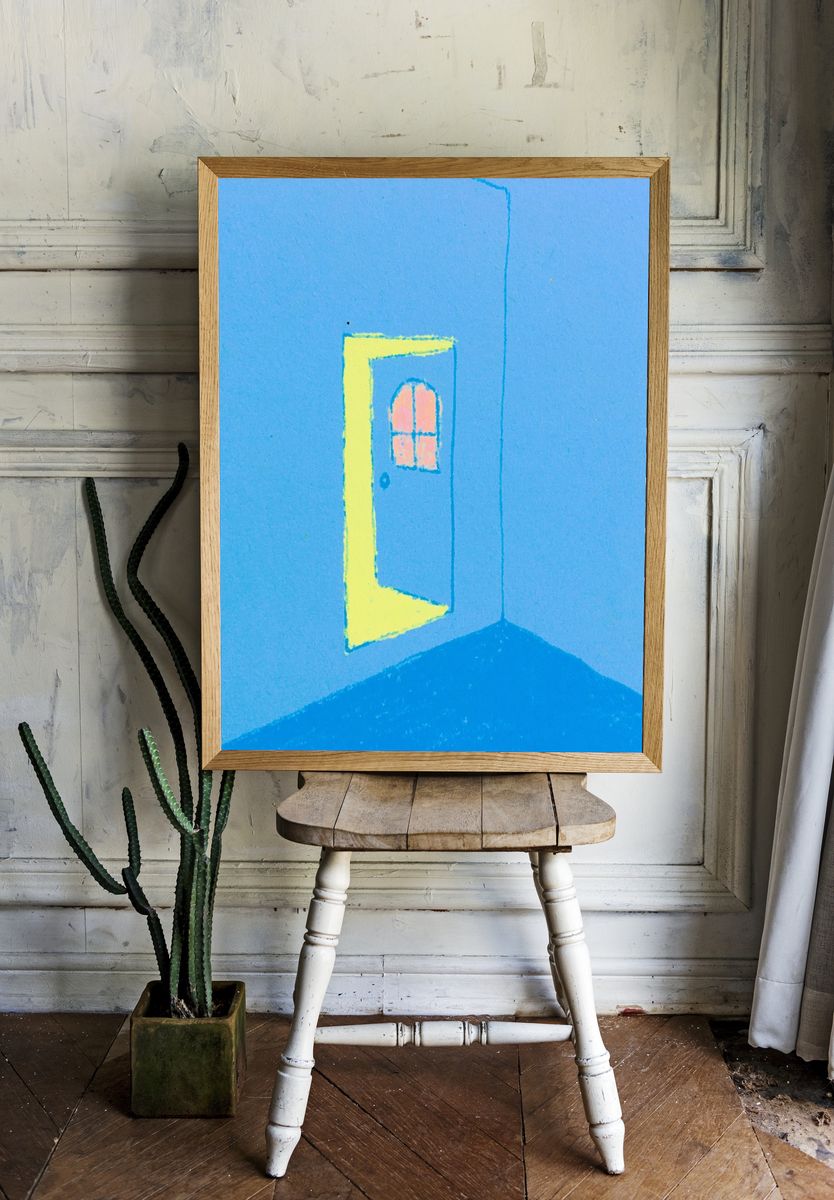 Blue Room Door Illustration Poster. room preview