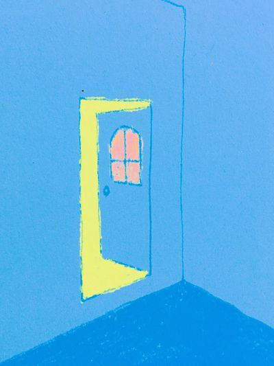 Blue Room Door Illustration Poster. poster