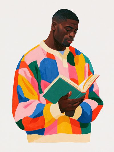Reading Man Portrait Print.