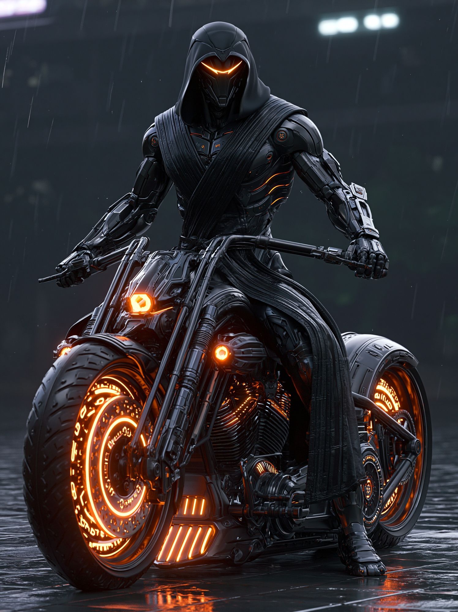 Cyberpunk Hooded Rider Poster. poster — illustration art