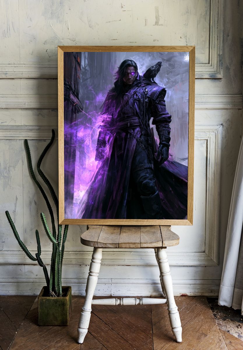 Dark Sorcerer Digital Art Poster. room preview