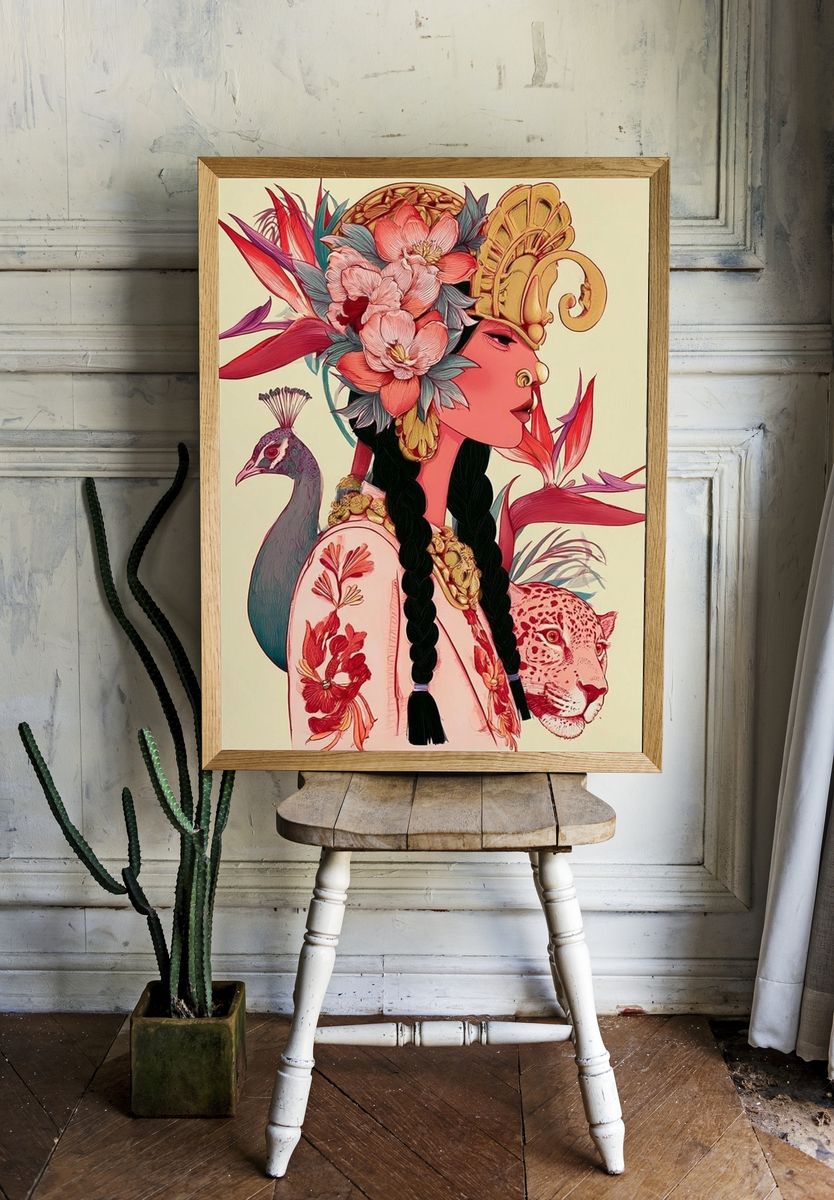 Floral Goddess Illustration Poster. — room view 1