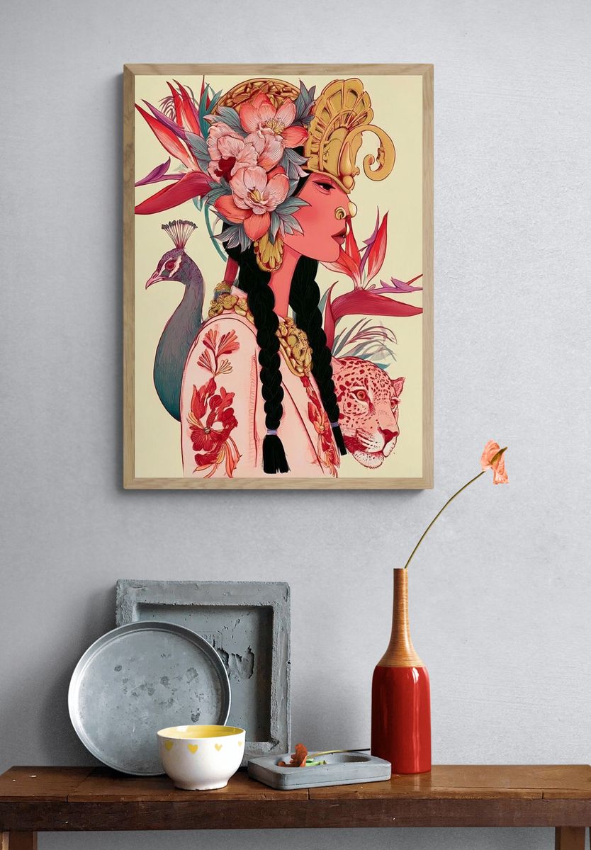Floral Goddess Illustration Poster. — room view 3