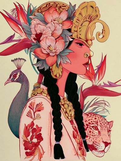Floral Goddess Illustration Poster. poster