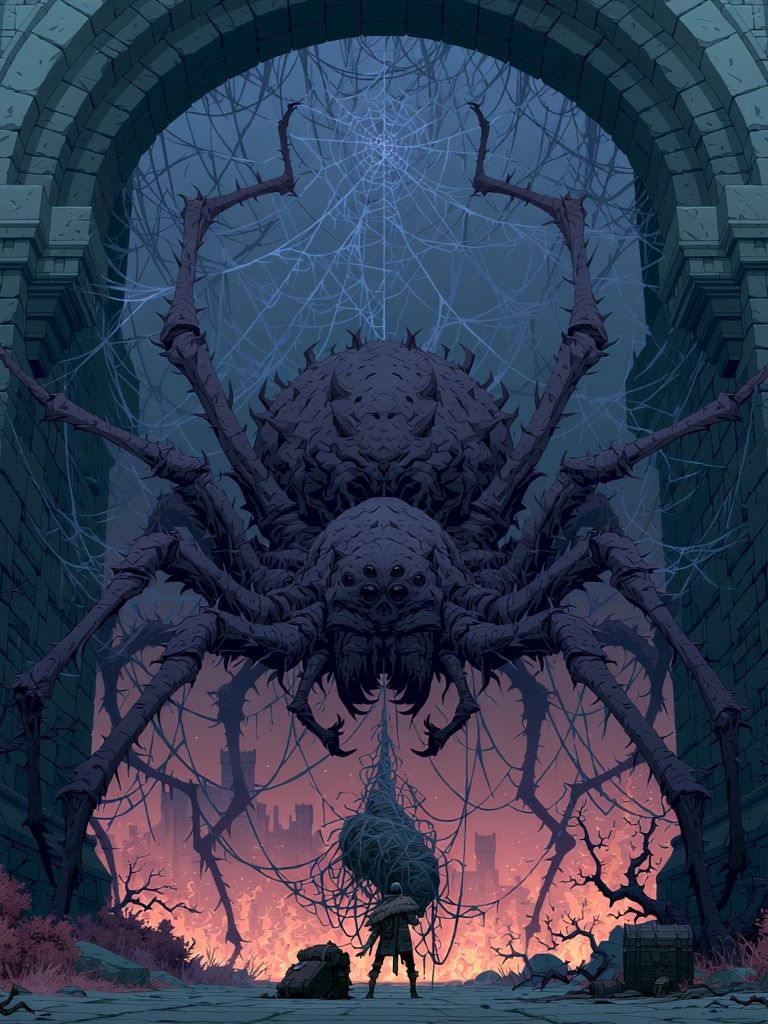 Giant Spider Ruins Fantasy Poster. poster detail