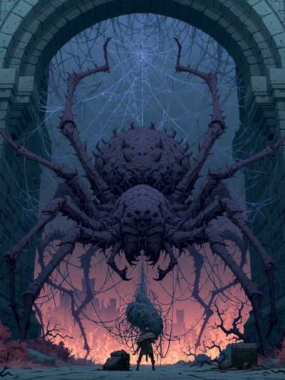 Giant Spider Ruins Fantasy Poster.