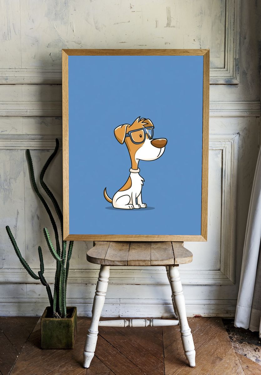 Cool Dog Illustration Poster. room preview