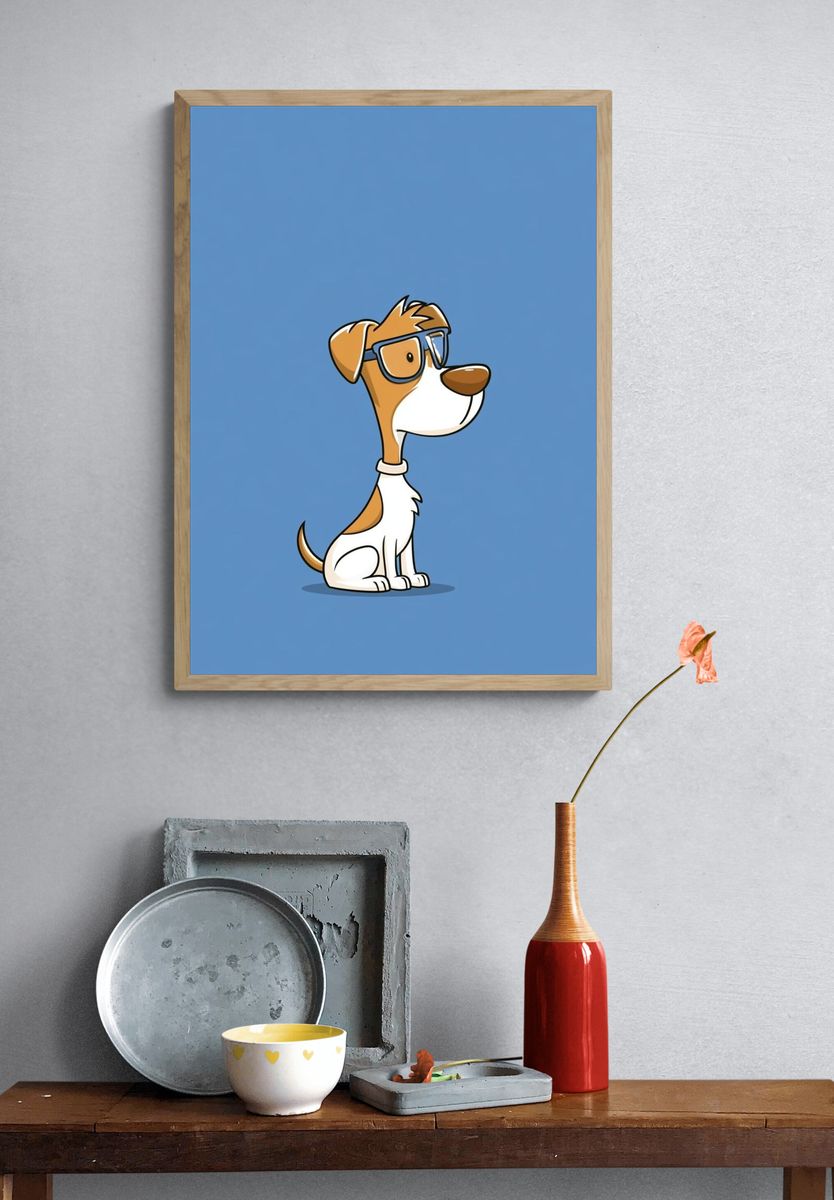 Cool Dog Illustration Poster. — room view 3