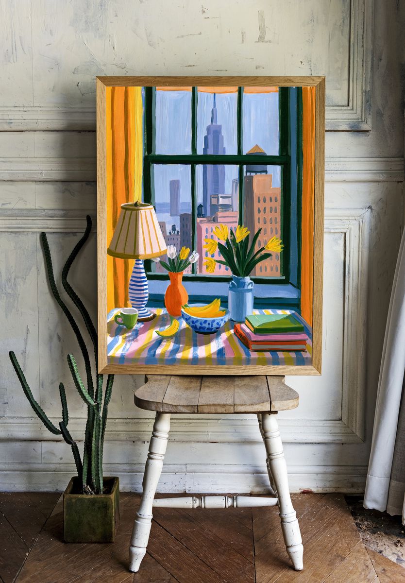 City Window Still Life Illustration Poster. room preview