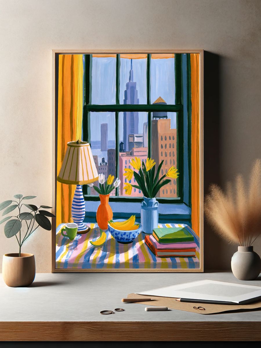 City Window Still Life Illustration Poster. — room view 2