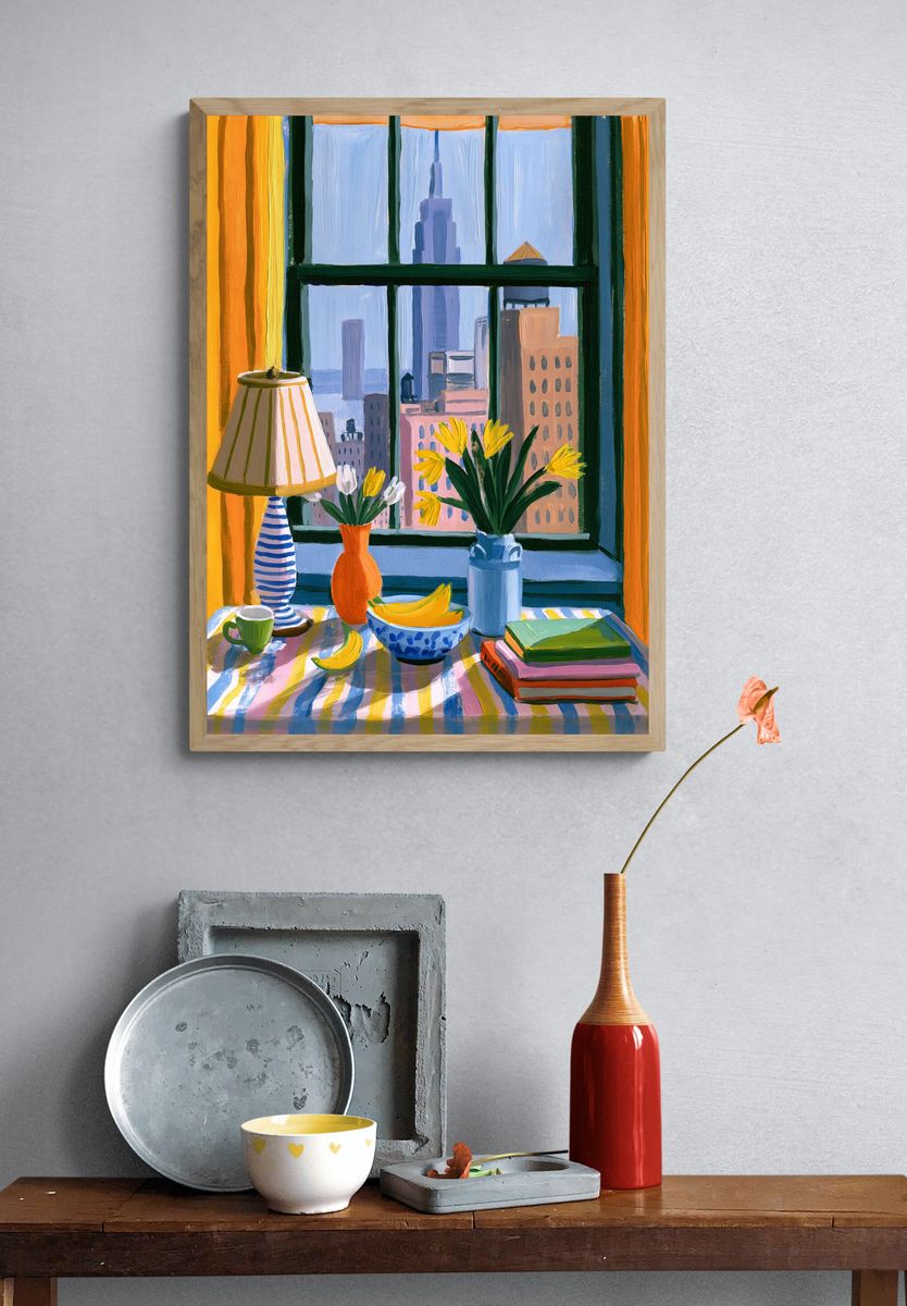 City Window Still Life Illustration Poster. — room view 3