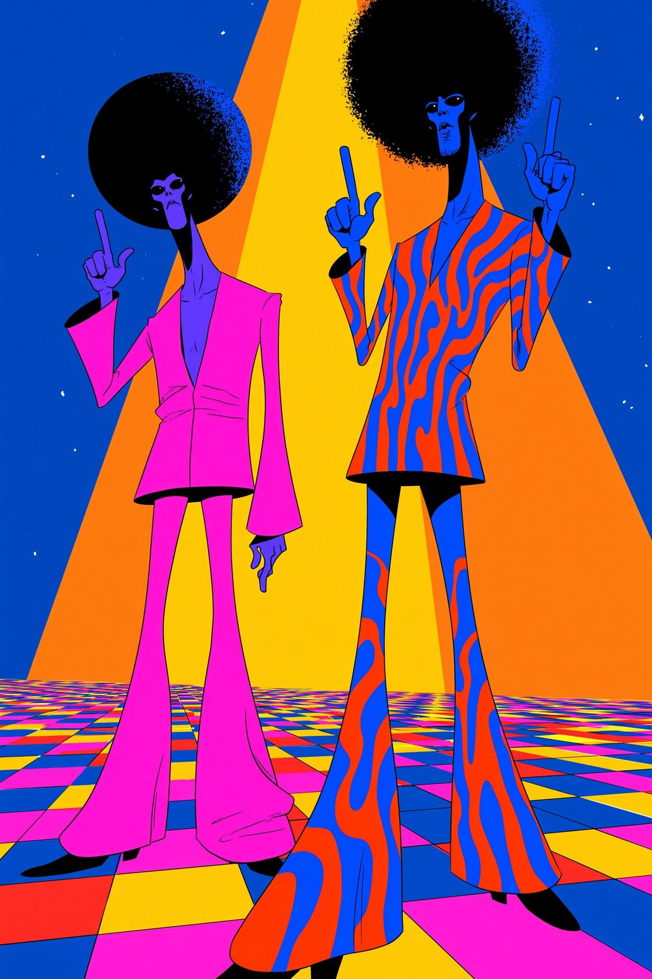 Psychedelic Funk Duo Illustration Poster. poster — illustration art