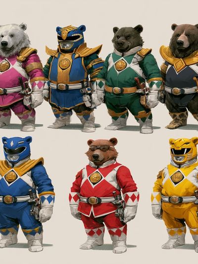 Power Rangers Bears Illustration Poster. poster