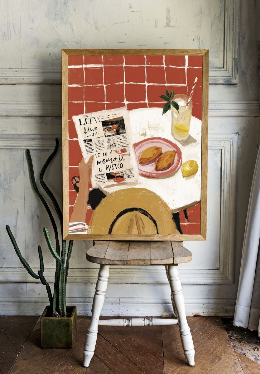 Cafe Table Still Life Illustration Poster. room preview