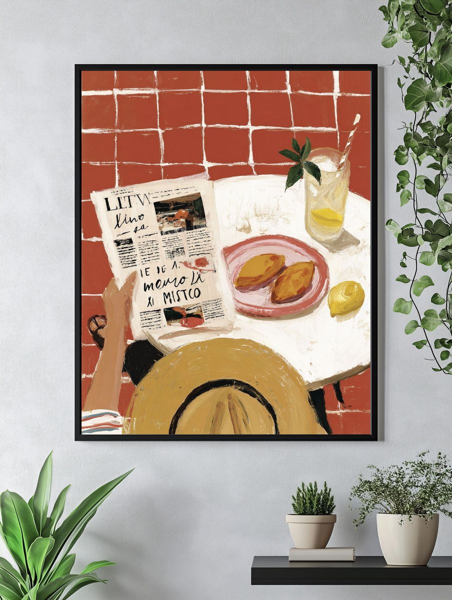 Cafe Table Still Life Illustration Poster. — room view 4