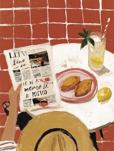 Cafe Table Still Life Illustration Poster.