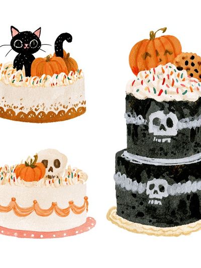 Halloween Cake Watercolor Print.
