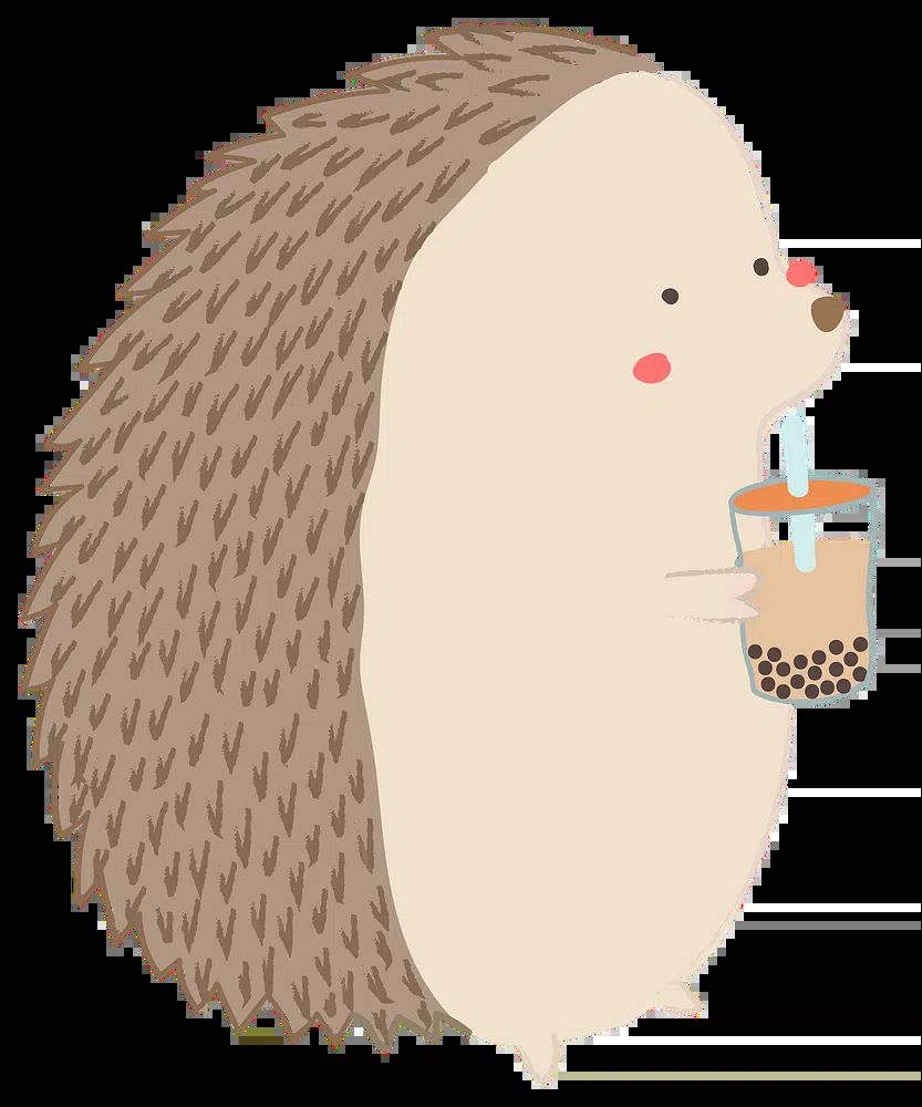Cute porcupine drinking bubble tea. poster — illustration art
