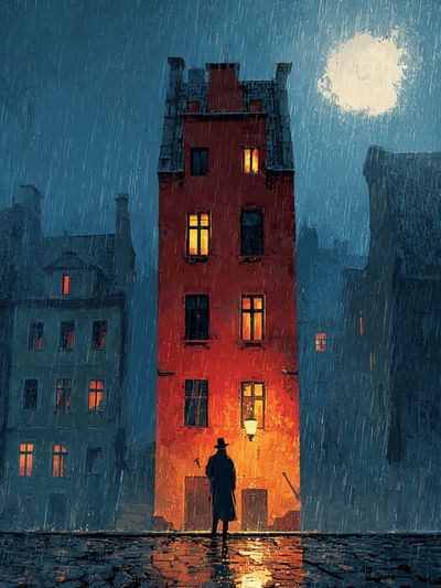Rainy City Night Illustration Poster. poster print