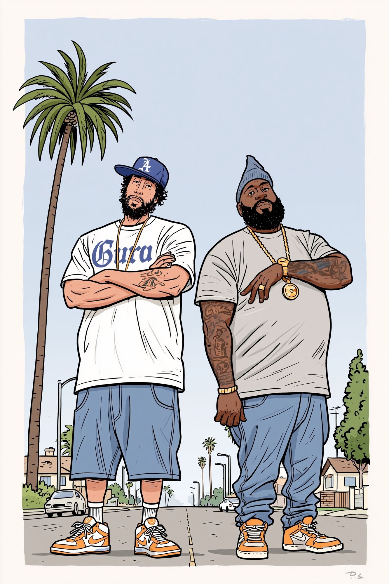 Streetwear Duo Illustration Poster. poster — illustration art