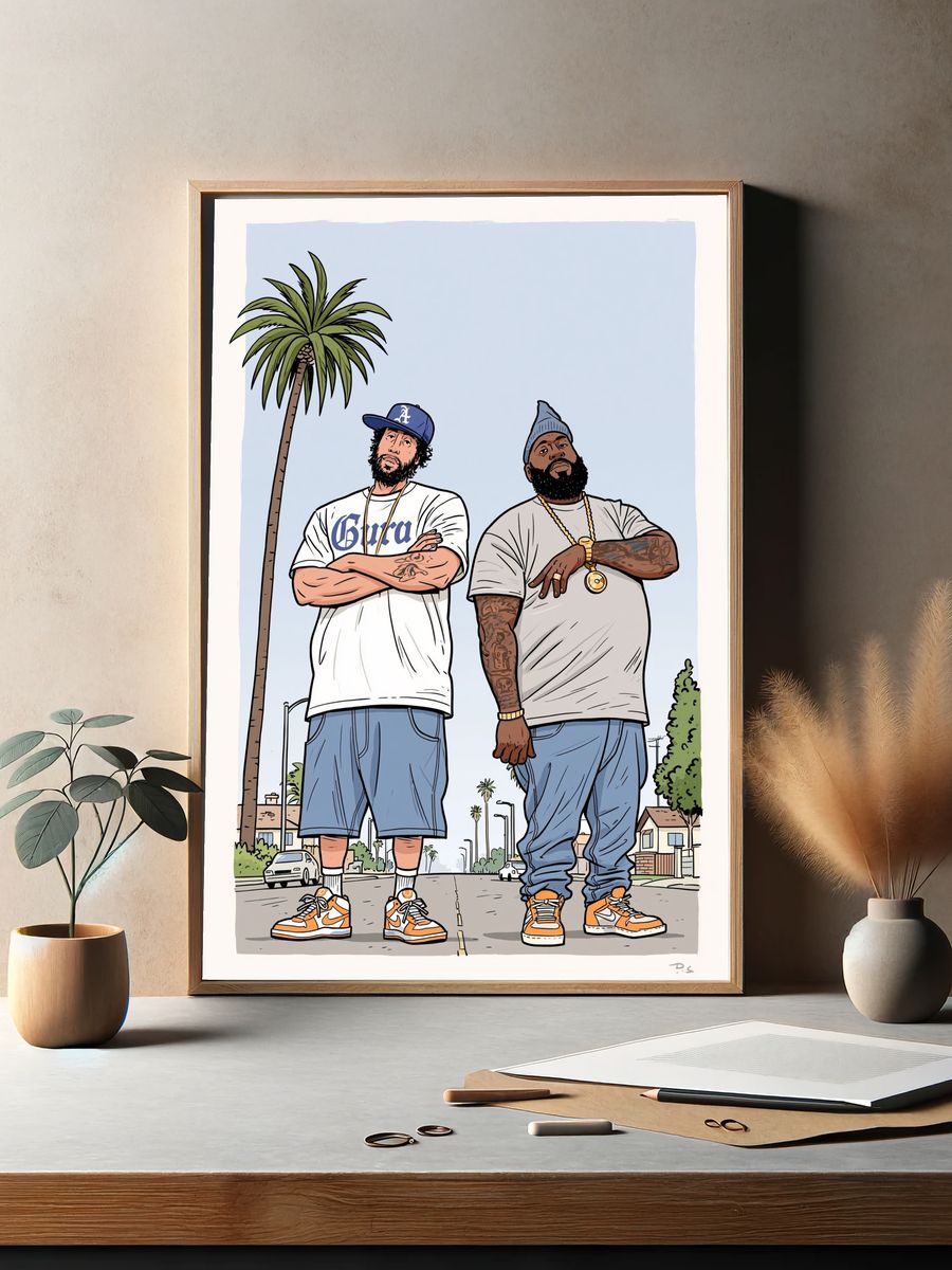 Streetwear Duo Illustration Poster. — room view 2